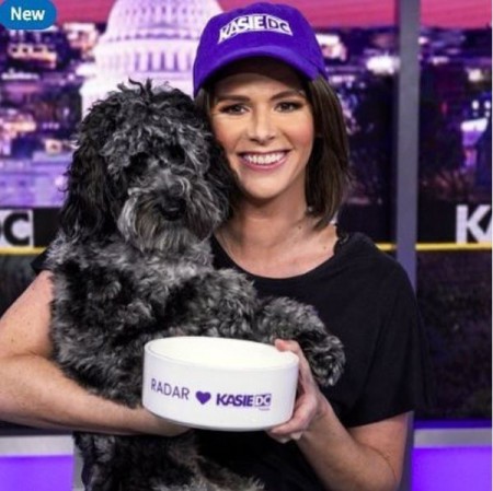 Kasie Hunt with her pet dog at MSNBC Headquarters